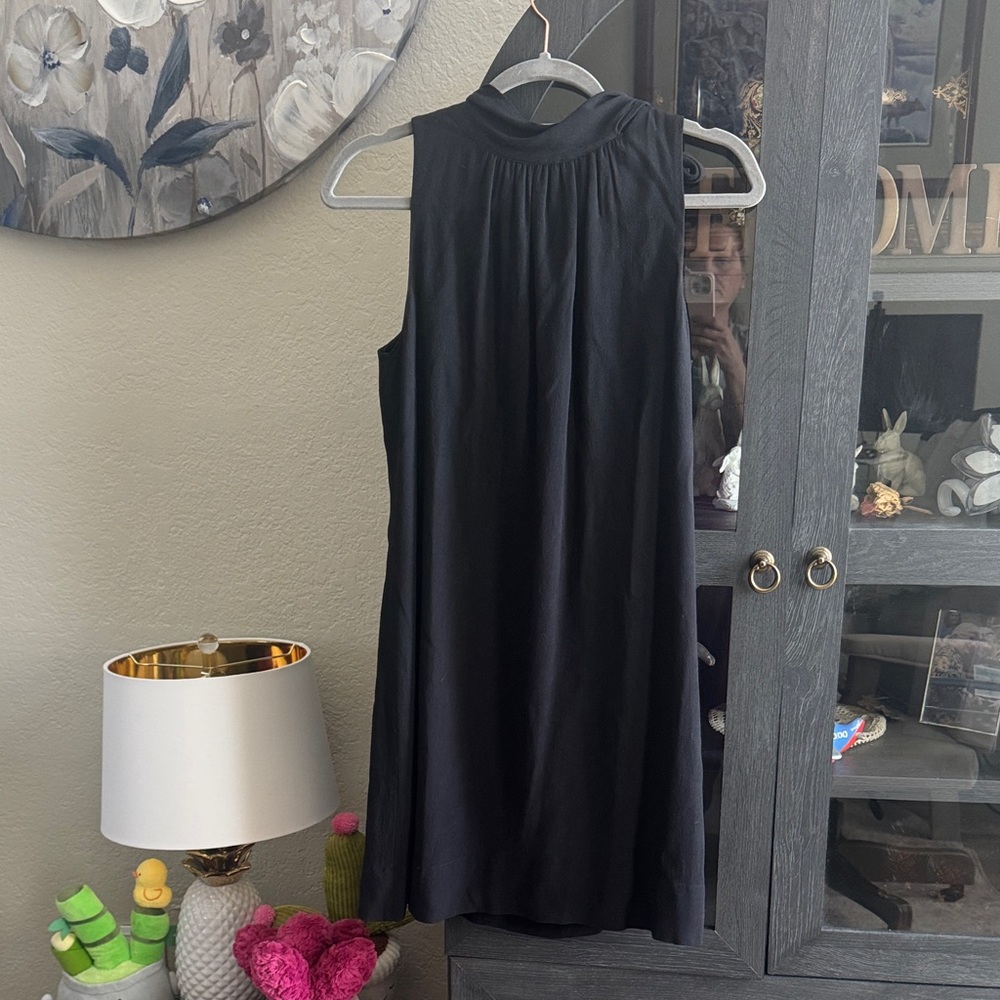 Ann Taylor Black Sleeveless Mock Neck Mini Dress